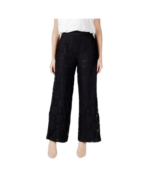 VILA CLOTHES Black Cotton Casual Pants