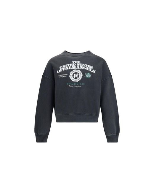 Palm Angels Blue Dollar Loose Crew Vintage Sweatshir for men
