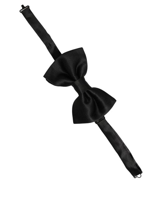 Dolce & Gabbana Men Black 100% Silk Adjustable Neck Papillon Bow Tie for men