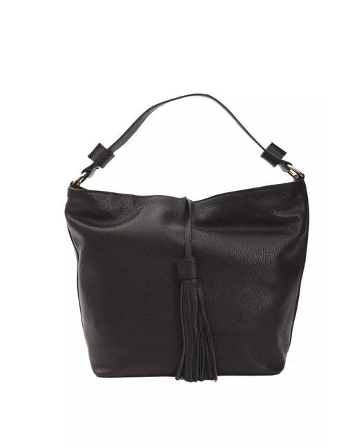 Pompei Donatella Black Elegant Leather Shoulder Bag