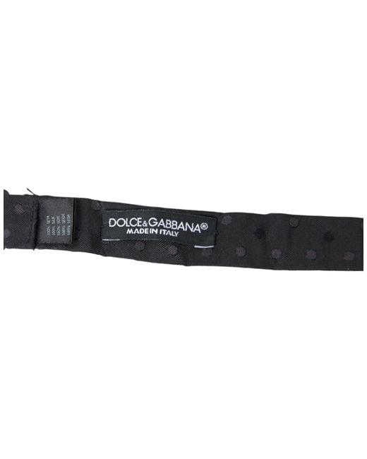 Dolce & Gabbana White Polka Dot Silk Adjustable Neck Papillon Bow Tie for men