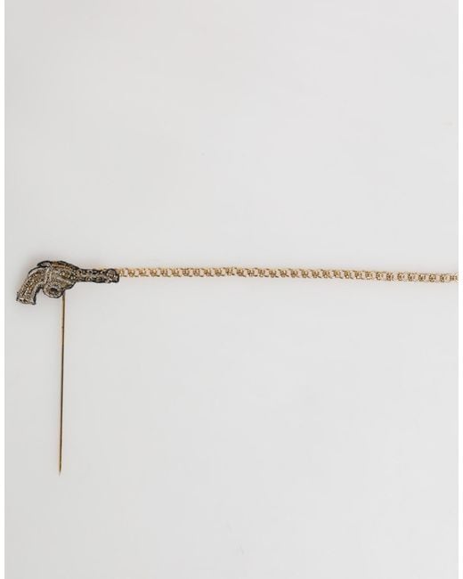 Dolce & Gabbana Multicolor Lapel Pin Brass Copper Revolver Men Accessories Brooch for men