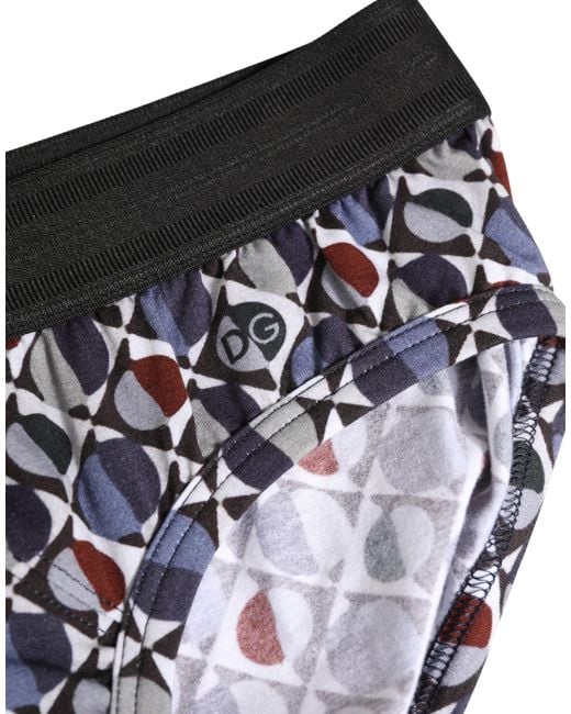 Dolce & Gabbana Black Multicolor Patterned Men Midi Brief Underwear for men