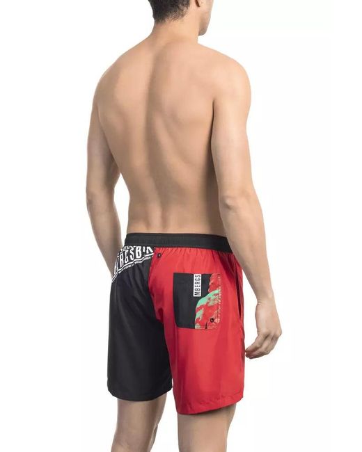 Bikkembergs Red R E D& B L A C K Beachwear Swimwear for men