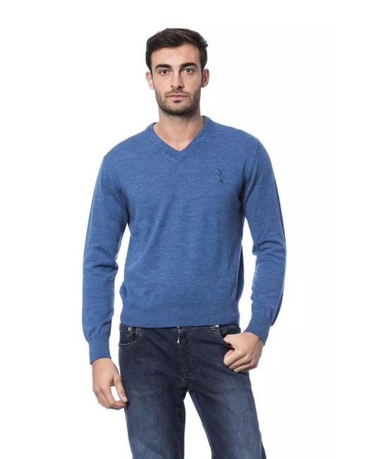 Billionaire Italian Couture Blue Merino Wool Sweater for men