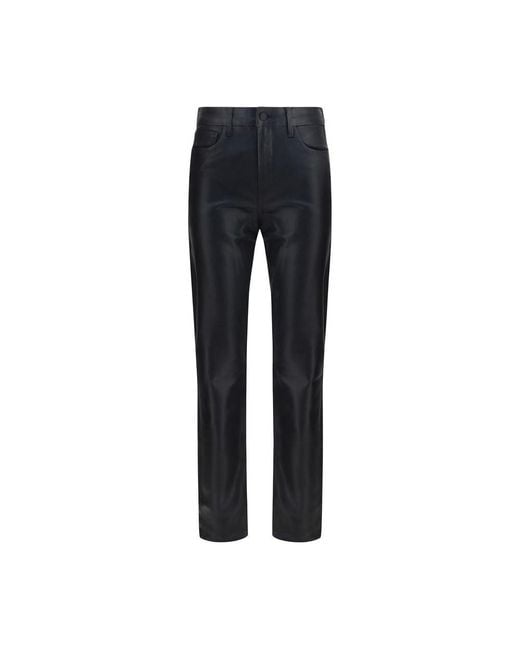 L'Agence Blue Black Leather Pants