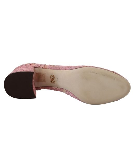 Dolce & Gabbana Pink Taormina Lace Crystal Pumps Pastel Shoes