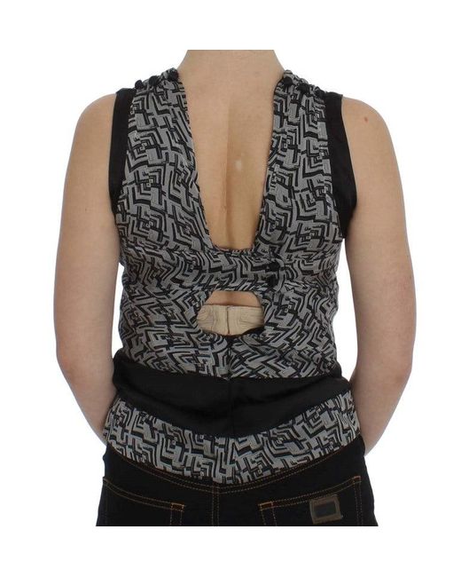 Karl Lagerfeld Black Silk Blouse Top