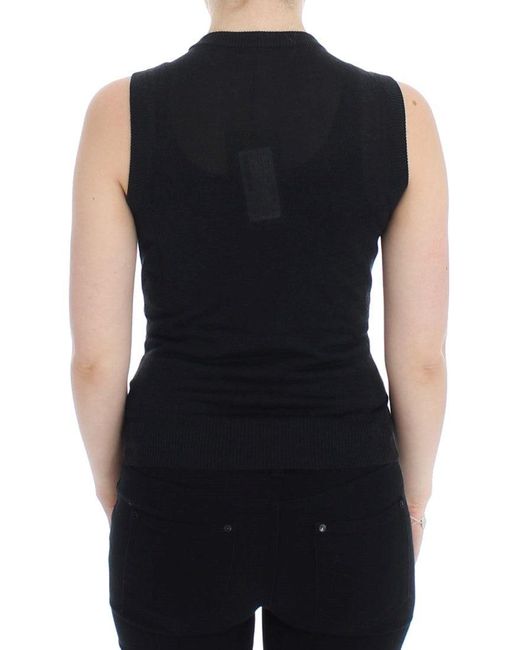 Dolce & Gabbana Black Sleeveless Crewneck Vest Pullover