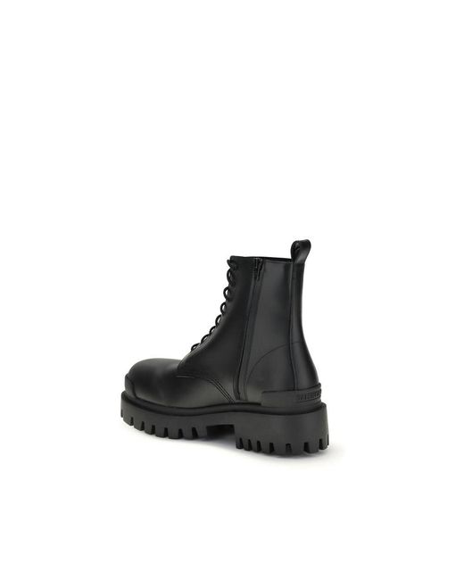 Balenciaga Black Strike Lace-Up Boots for men