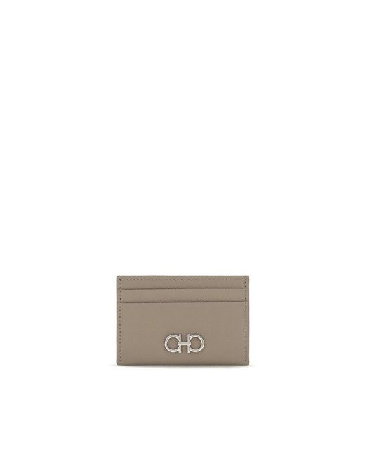 Ferragamo Gray Beige Calf Leather Bos Taurus Wallet