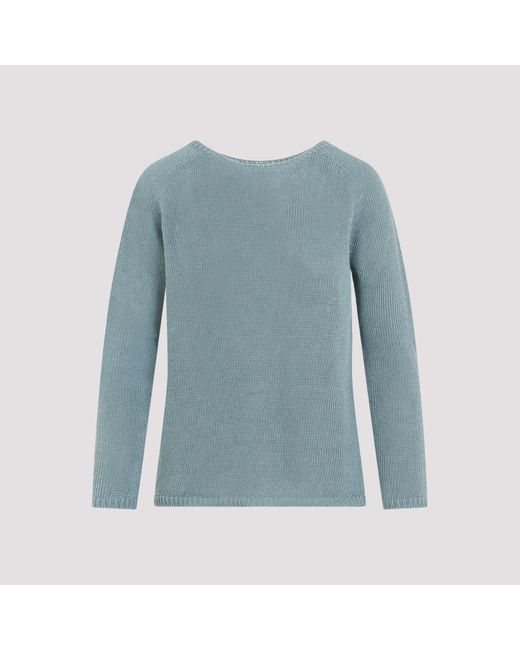 MAX MARA'S Blue Ecru Giolino Linen Sweater