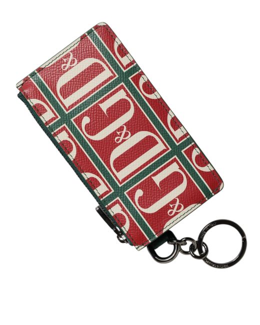 Dolce & Gabbana Metallic Calf Leather Logo Print Monogram Card Holder Wallet for men