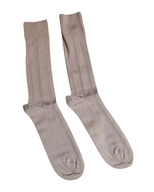 Dolce & Gabbana White Ribbed Cotton Dress Socks
