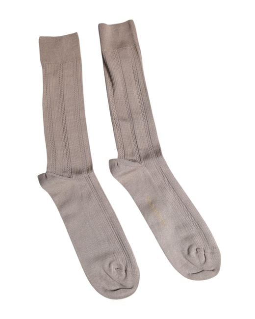 Dolce & Gabbana White Ribbed Cotton Dress Socks