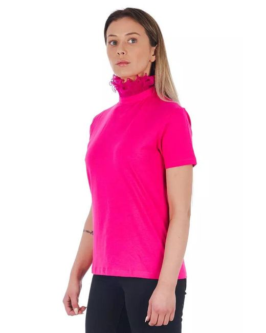 Frankie Morello Pink High Neck Short Sleeve Tops & T-shirt