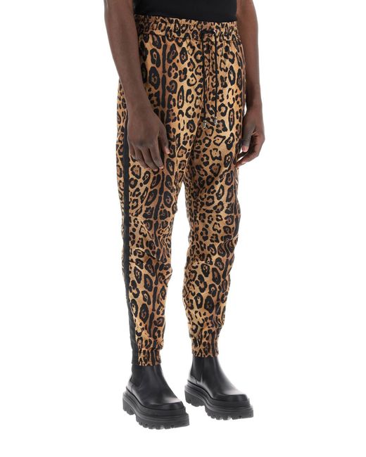 Dolce & Gabbana Multicolor Leopard Print Nylon jogger Pants For for men