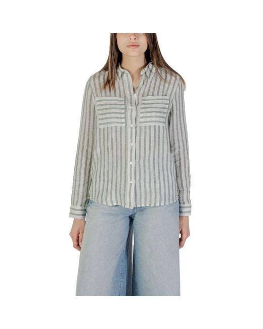 Street One Gray Green Linen Shirt