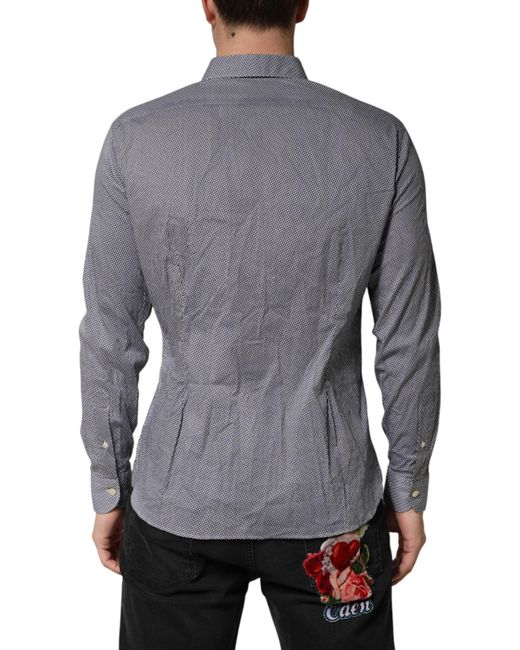 Domenico Tagliente Gray Patterned Long Sleeves Dress Shirt for men
