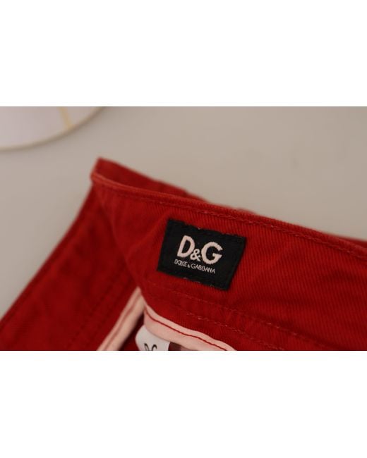 Dolce & Gabbana Red Cotton Straight Fit Denim Jeans for men
