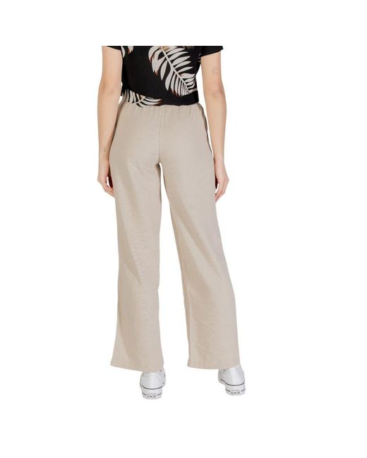 ONLY Natural Beige Linen Casual Pants