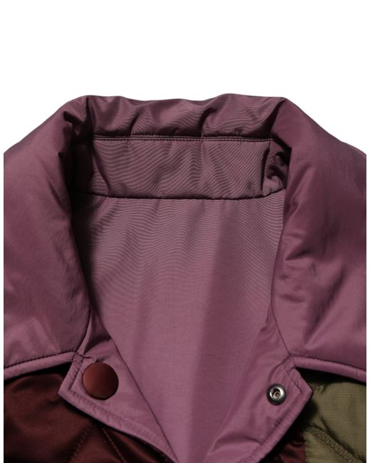 Dolce & Gabbana Red Multicolor Patchwork Polyesterquilted Jacket for men
