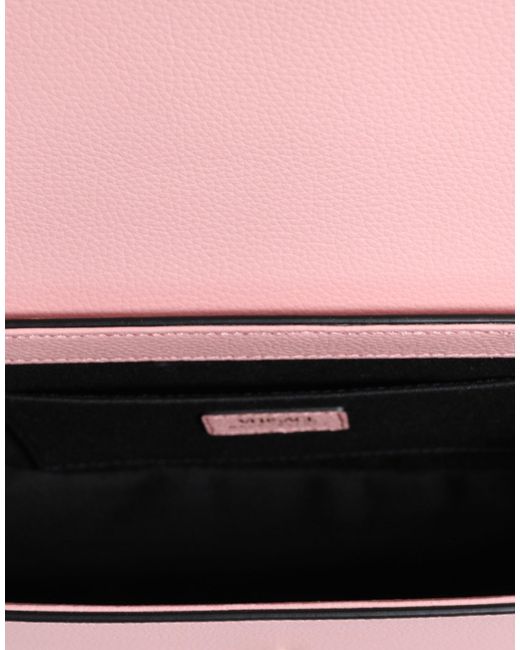 Versace Pink Grainy Calf Leather Logo Crossbody Shoulder Bag