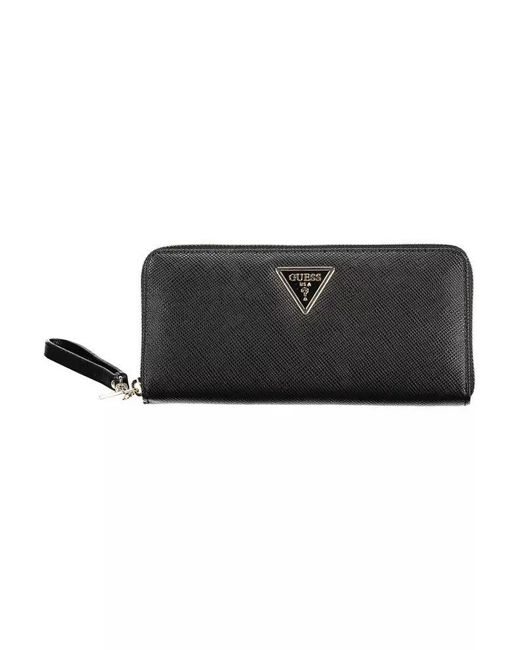 Guess Elegant Black Polyethylene Wallet With Coin Purse