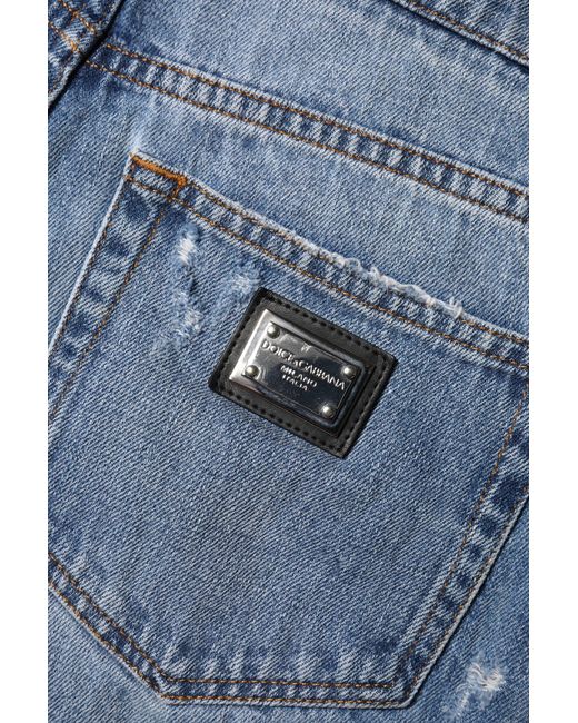 Dolce & Gabbana Blue Distressed Denim Shorts