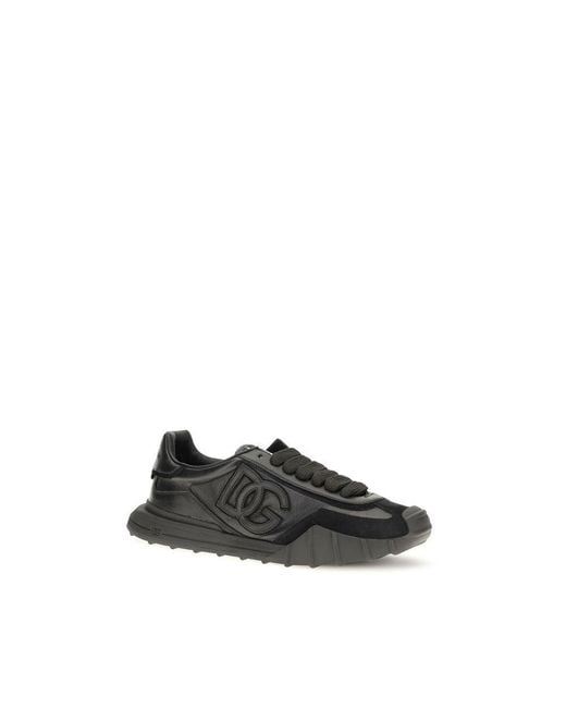 Dolce & Gabbana Black Calf Leather Bos Taurus Athletic Sneakers for men