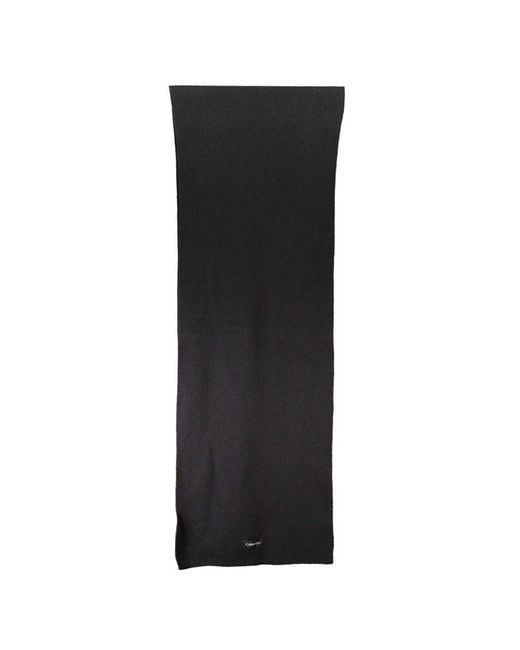 Calvin Klein Black Ribbed Knit Scarf Winter Accessory
