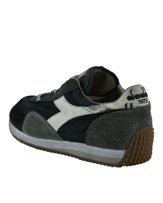 Diadora Black Equipe H Dirty Stone Leather Sneakers for men