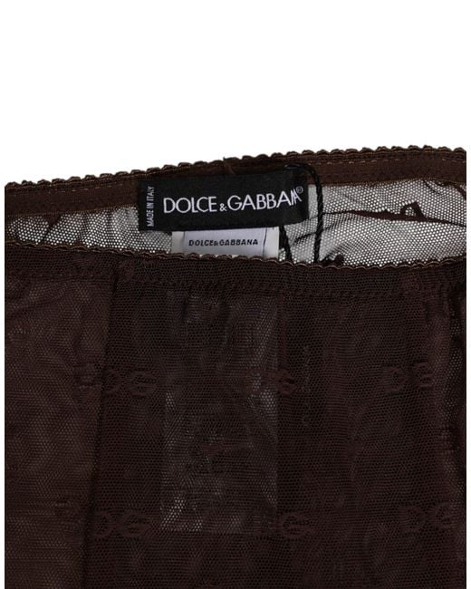 Dolce & Gabbana Brown Mesh Logo Leggings