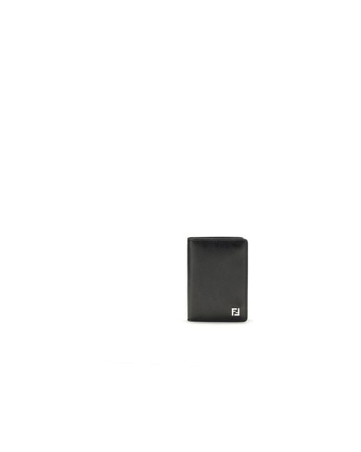 Fendi Black Calf Leather Bos Taurus Wallet for men