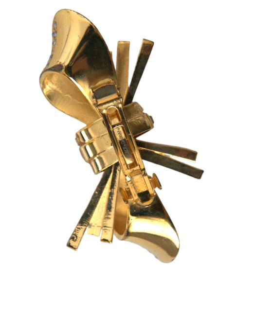 Dolce & Gabbana Metallic Tone Brass Bow Crystal Hair Clip