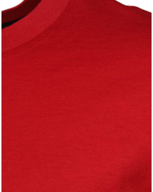 Dolce & Gabbana Red Logo Print Cotton Crew Neck T-Shirt for men