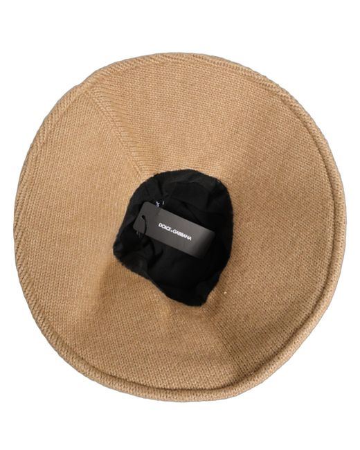 Dolce & Gabbana Brown Cotton Knit Widebrim Bucket Capello Hat