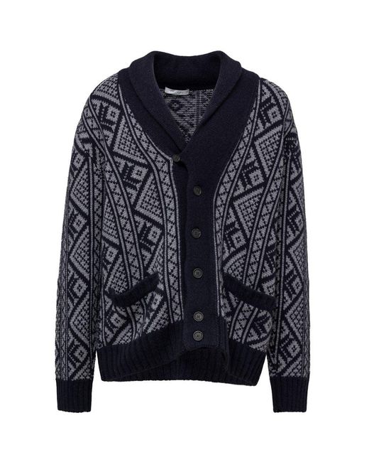 Cruciani Blue Bicolor Cashmere Cardigan for men