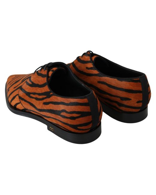 Dolce & Gabbana Brown Pony Hair Formal Dress Broque Shoes
