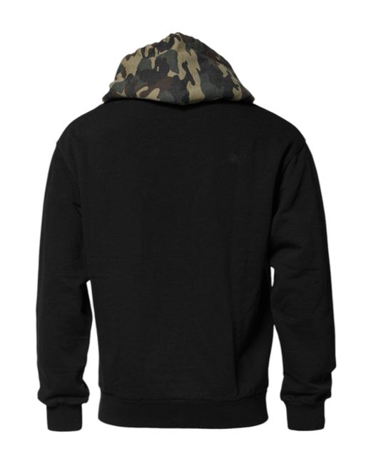 Dolce & Gabbana Black Camouflage Hooded Sweatshirt Sweater for men