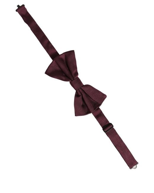 Dolce & Gabbana Brown Men Maroon 100% Silk Adjustable Neck Papillon Bow Tie for men