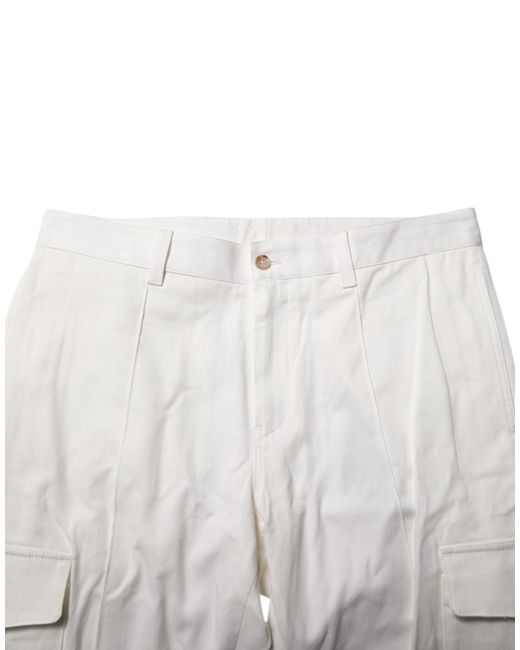 Dolce & Gabbana White Cotton Jogger Cargo Skinny Men Pants for men