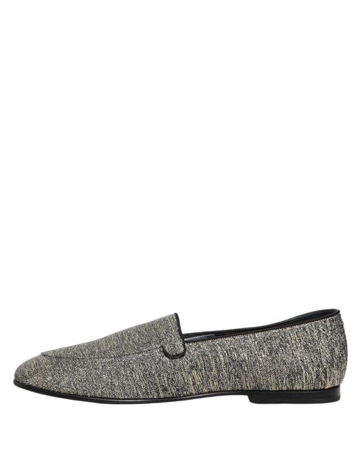 Dolce & Gabbana Gray Glitter Lurex Dg Logo Dress Loafers Shoes for men