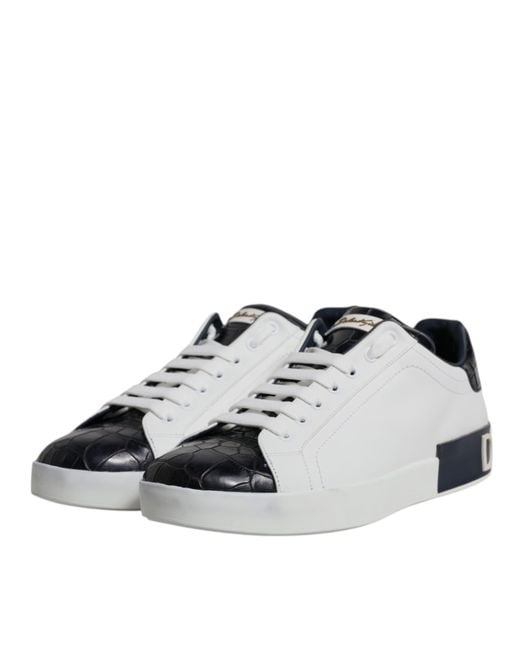Dolce & Gabbana Multicolor Leather Logo Portofino Sneaker Shoes (Pre-Owned) for men