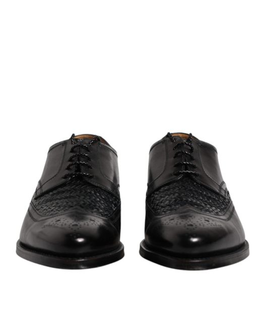 Dolce & Gabbana Black Leather Derby Wingtip Lace Up Formal Dress Shoes for men