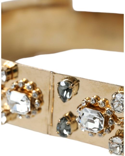 Dolce & Gabbana Natural Gold Tone Brass Crystal Embellished Belt