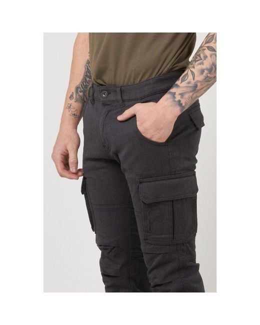 Gas Gray Brown Cotton Cargo Pants for men