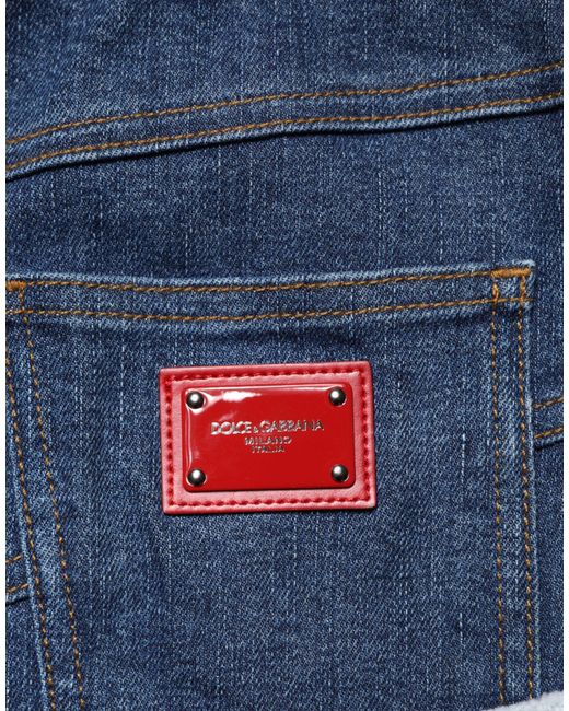 Dolce & Gabbana Blue Patchwork Layered Denim Midi Skirt