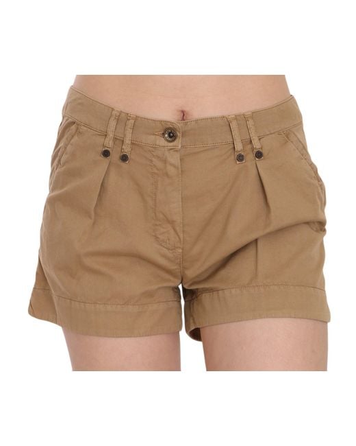 Plein Sud Mid Waist Cotton Mini Shorts Brown Pan70244