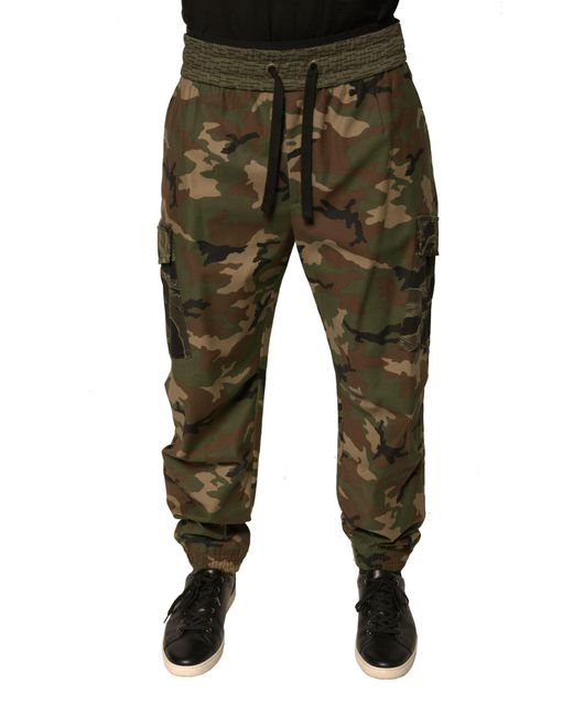 Dolce & Gabbana Green Multicolor Camouflage Cargo Sweatpants Pants for men